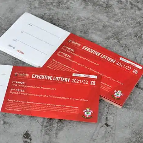 football team matchday raffle tickets