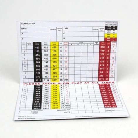 golf scoring sheets