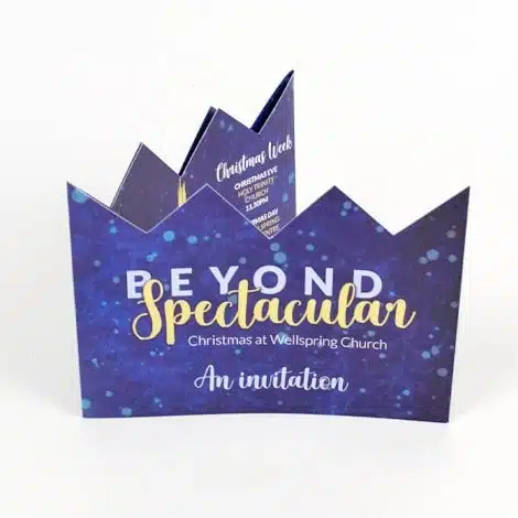 Die Cut Crown flyer with gold foil