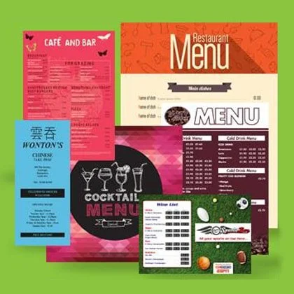 printed take away menu