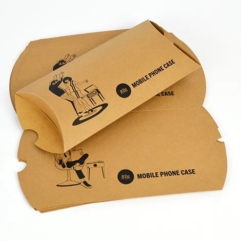 Pillow boxes for headphones on kraft paper