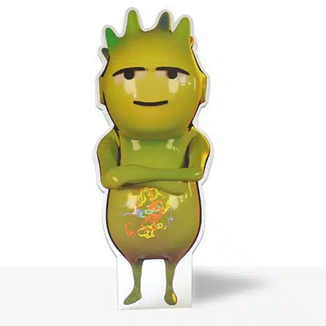 Die cut cardboard alien shape