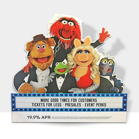 cardboard cutout of the muppets