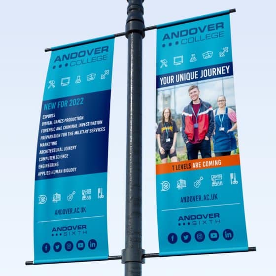 Lamppost Banner with college advert