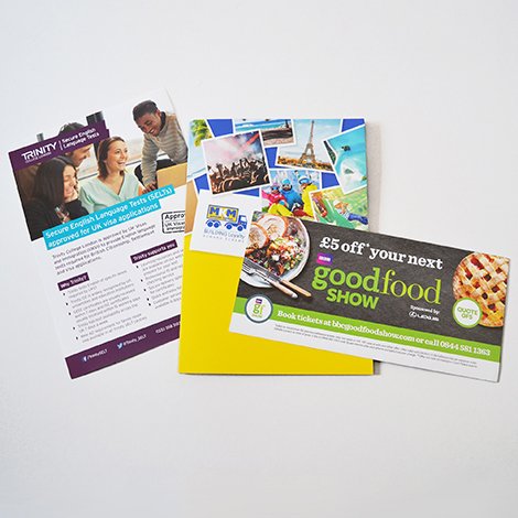 range of different sized printed flyers