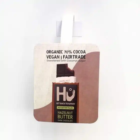 plastic free wobbler for vegan chocolate