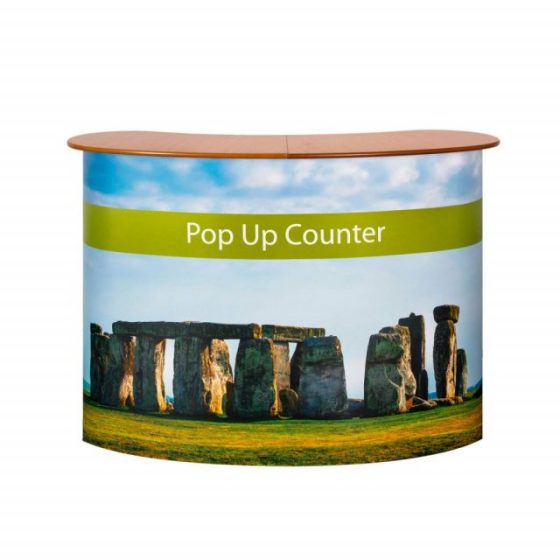 Pop up counter stand printing