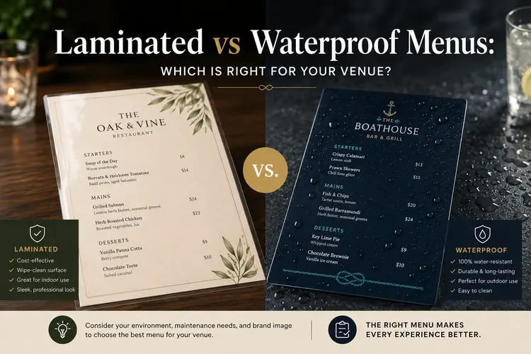 Laminated vs Waterproof Menus: Which Is Right for Your Venue?
