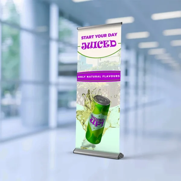 Drinks Brand Printing 14 Printed Roller Banner with drinks brand advertising on the front