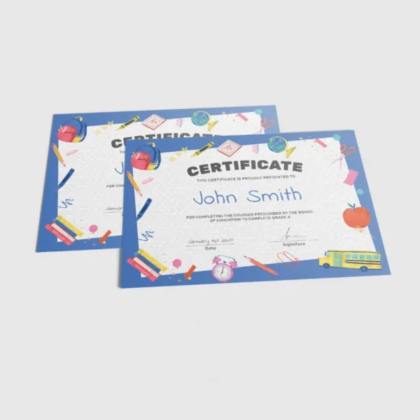 Printed School Certificate