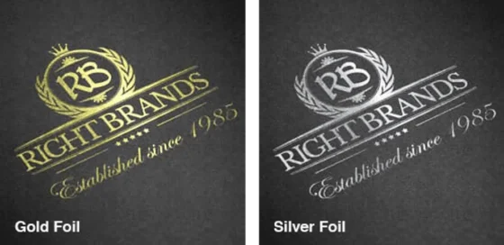 printed foil examples in gold and silver