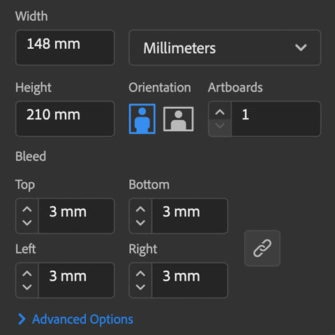 screenshot of illustrator bleed set up