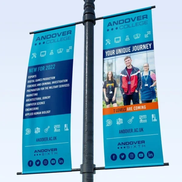 Council and Local Government 2 Lamppost Banner with college advert