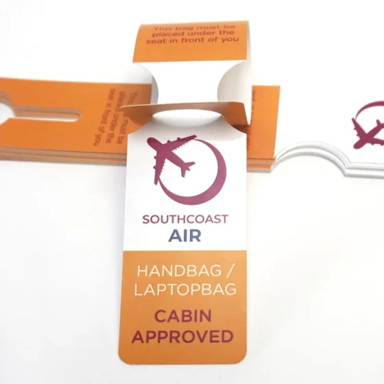 printed luggage strip for a south coast airline