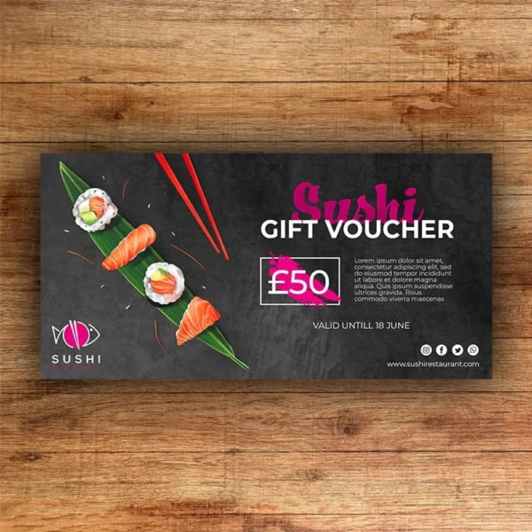 Fundraising Print 5 sushi gift voucher
