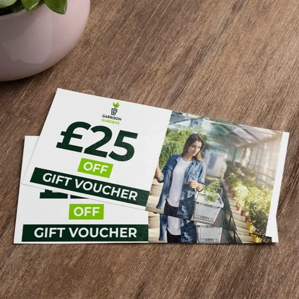 Garden Centre, DIY Stores and Builders Merchant 6 printed gift vouchers