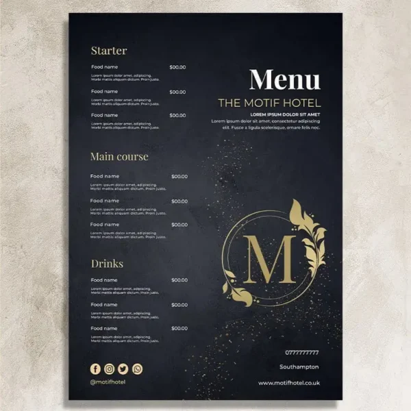 Hotel Printing 19 Hotel menu printing