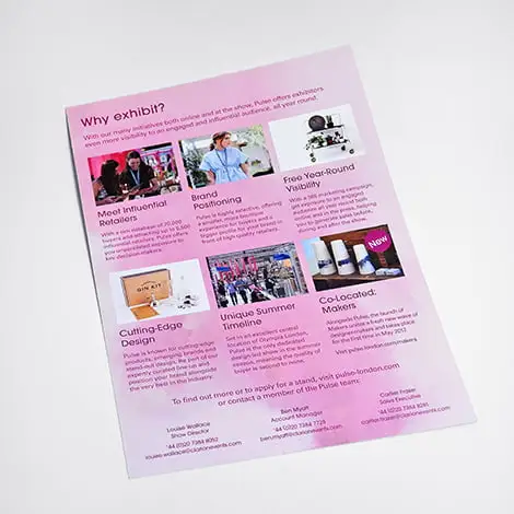 Hotel Printing 9 flyer printed on recycled paper